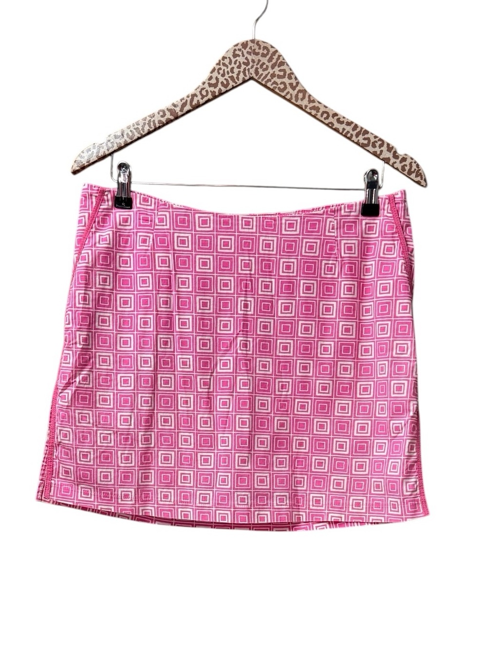 Golftini Golf Skirt Skort Square Geometric Print Pink White 10 Tennis Sporty